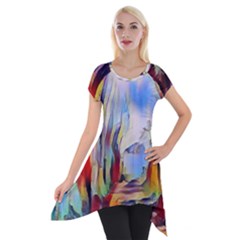 Abstract Tunnel Short Sleeve Side Drop Tunic by NouveauDesign