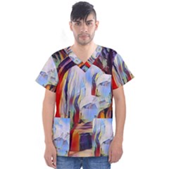 Abstract Tunnel Men s V-neck Scrub Top