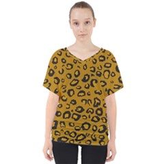 Golden Leopard V-neck Dolman Drape Top