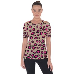 Pink Leopard 2 Shoulder Cut Out Short Sleeve Top