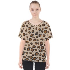 Leopard Print V-neck Dolman Drape Top by TopitOff