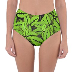 Nature Print Pattern Reversible High-waist Bikini Bottoms