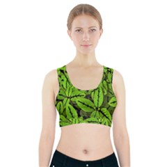 Nature Print Pattern Sports Bra With Pocket by dflcprints