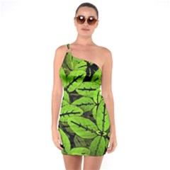 Nature Print Pattern One Soulder Bodycon Dress by dflcprints