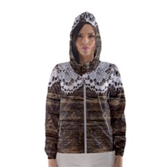 Shabbychicwoodwall Hooded Wind Breaker (women) by NouveauDesign