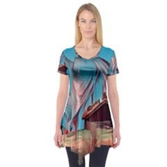 Modern Norway Painting Short Sleeve Tunic  by NouveauDesign