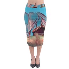 Modern Norway Painting Midi Pencil Skirt