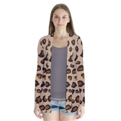 Leopard Print Drape Collar Cardigan