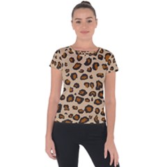 Leopard Print Short Sleeve Sports Top 