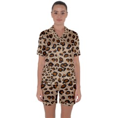 Leopard Print Satin Short Sleeve Pyjamas Set by TRENDYcouture