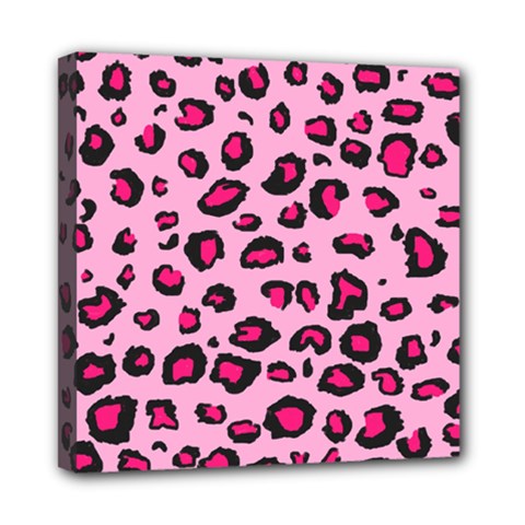 Pink Leopard Mini Canvas 8  X 8 