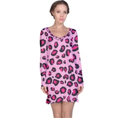 Pink Leopard Long Sleeve Nightdress