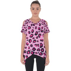 Pink Leopard Cut Out Side Drop Tee