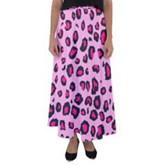 Pink Leopard Flared Maxi Skirt