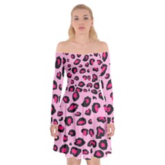 Pink Leopard Off Shoulder Skater Dress by TRENDYcouture