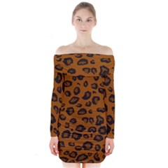 Dark Leopard Long Sleeve Off Shoulder Dress by TRENDYcouture