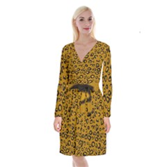 Golden Leopard Long Sleeve Velvet Front Wrap Dress by TRENDYcouture