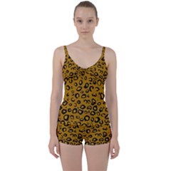 Golden Leopard Tie Front Two Piece Tankini