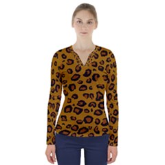 Classic Leopard V-neck Long Sleeve Top