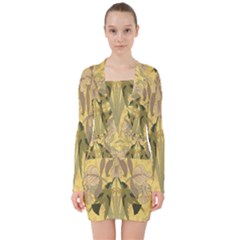 Art Nouveau V-neck Bodycon Long Sleeve Dress