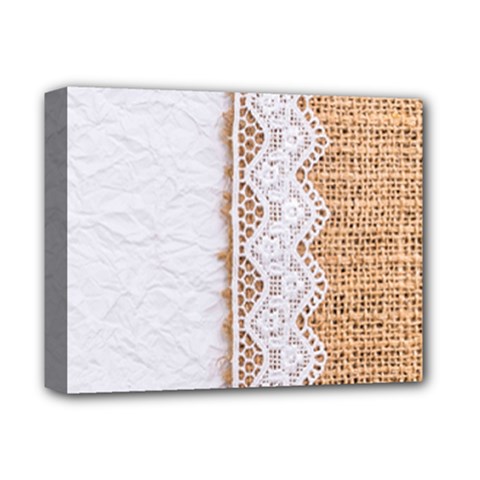 Parchement,lace And Burlap Deluxe Canvas 14  X 11  by NouveauDesign