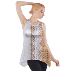 Parchement,lace And Burlap Side Drop Tank Tunic by NouveauDesign