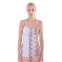 Parchement,lace and burlap Boyleg Halter Swimsuit  View1