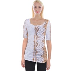 Parchement,lace And Burlap Wide Neckline Tee