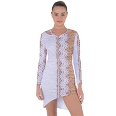 Parchement,lace And Burlap Asymmetric Cut-out Shift Dress by NouveauDesign