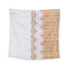 Parchement,lace And Burlap Square Tapestry (small) by NouveauDesign