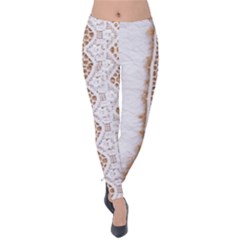 Parchement,lace And Burlap Velvet Leggings