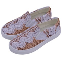 Parchement,lace And Burlap Kids  Canvas Slip Ons