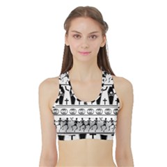 Halloween Pattern Sports Bra With Border by ValentinaDesign