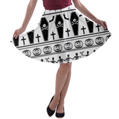 Halloween Pattern A-line Skater Skirt by ValentinaDesign