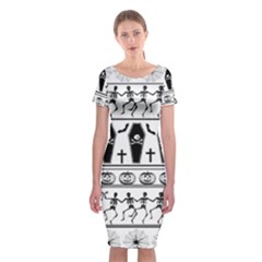 Halloween Pattern Classic Short Sleeve Midi Dress by ValentinaDesign