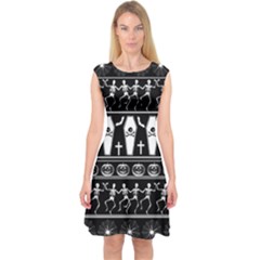 Halloween Pattern Capsleeve Midi Dress by ValentinaDesign