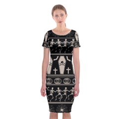 Halloween Pattern Classic Short Sleeve Midi Dress by ValentinaDesign