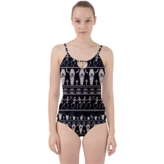 Halloween Pattern Cut Out Top Tankini Set