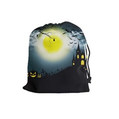 Halloween Landscape Drawstring Pouches (large)  by ValentinaDesign