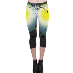 Halloween Landscape Capri Leggings  by ValentinaDesign