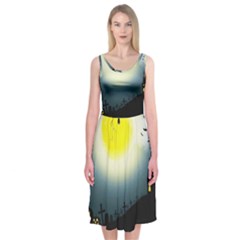 Halloween Landscape Midi Sleeveless Dress by ValentinaDesign