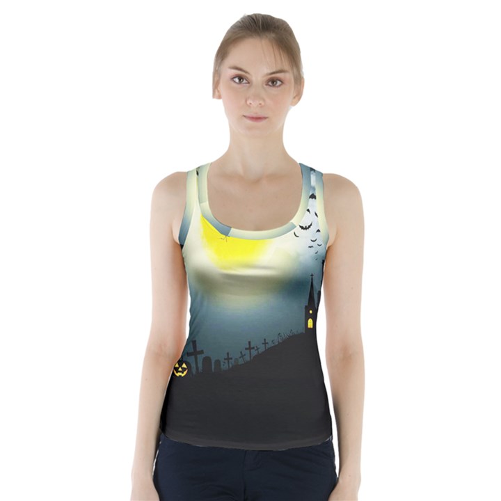 Halloween landscape Racer Back Sports Top