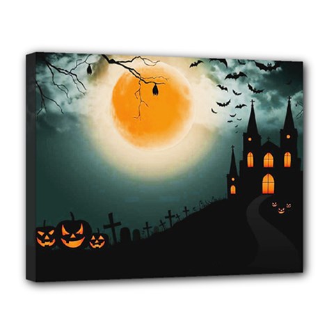 Halloween landscape Canvas 14  x 11 