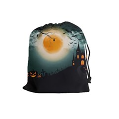 Halloween landscape Drawstring Pouches (Large) 