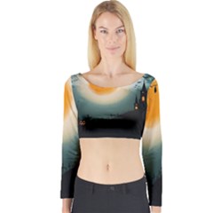 Halloween landscape Long Sleeve Crop Top