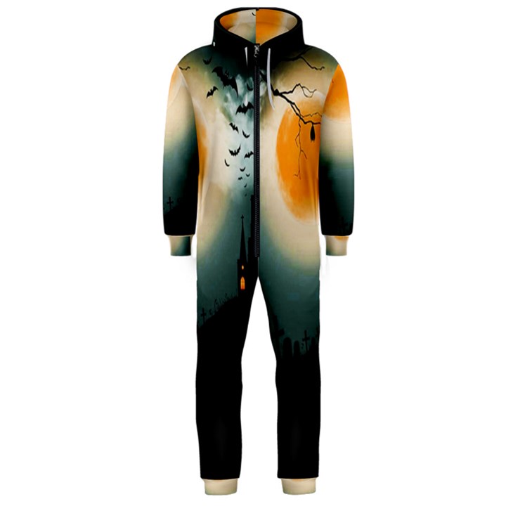 Halloween landscape Hooded Jumpsuit (Men) 