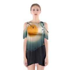 Halloween landscape Shoulder Cutout One Piece