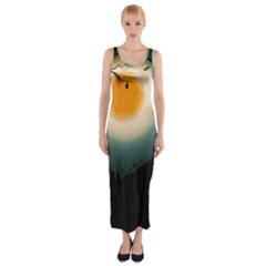 Halloween landscape Fitted Maxi Dress