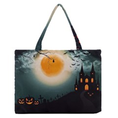 Halloween landscape Zipper Medium Tote Bag