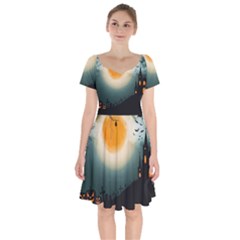 Halloween landscape Short Sleeve Bardot Dress